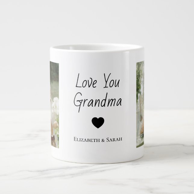 Personalised Photos & "Love You Grandma Large Coffee Mug (Front)