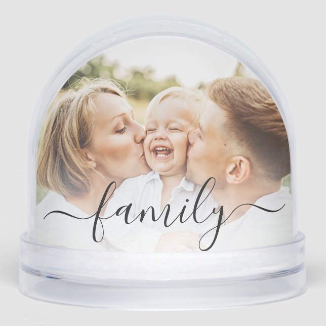 Personalised Photos Script Christmas Family Custom Snowglobe (Front)