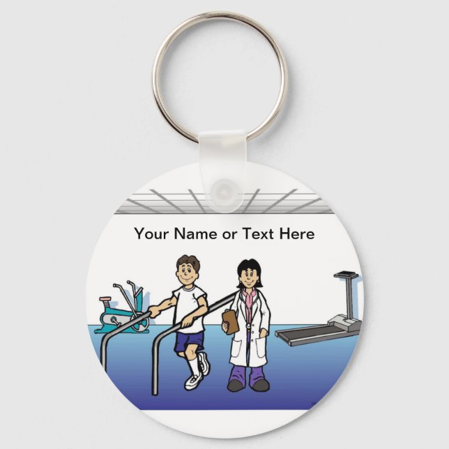 Personalised Physical Therapist - Female Cartoon  Key Ring (Front)