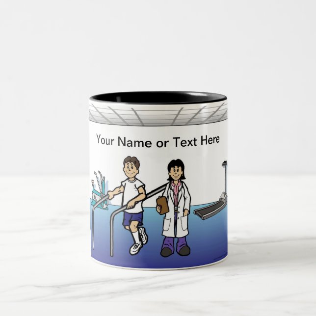 Personalised Physical Therapist - Female Cartoon Two-Tone Coffee Mug (Center)