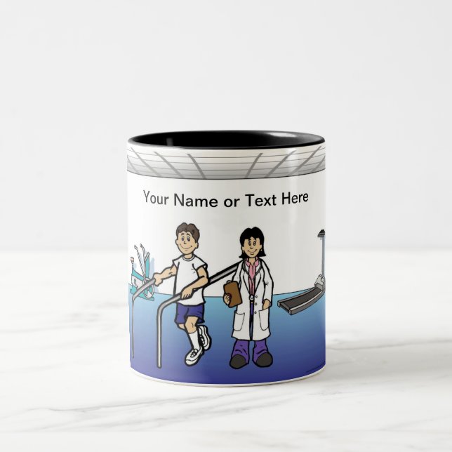 Personalised Physical Therapist - Female Cartoon   Two-Tone Coffee Mug (Center)