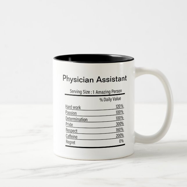 Personalised Physician Assistant Nutrition Facts   Two-Tone Coffee Mug (Right)