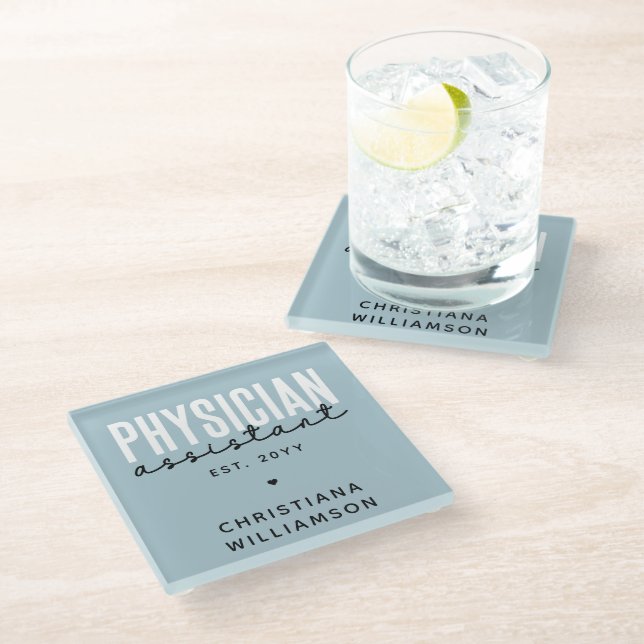 Personalised Physician Assistant PA Graduation Glass Coaster (Angled)