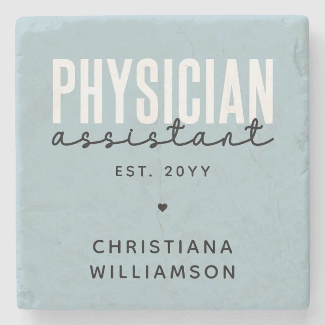 Personalised Physician Assistant PA Graduation Stone Coaster (Front)
