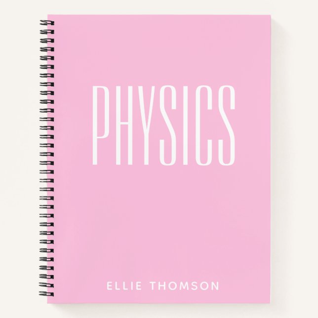 Personalised Physics Graph Paper Simple Pink Notebook (Front)