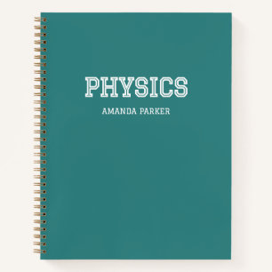 Personalised Physics School Calendar Teal Blue Notebook