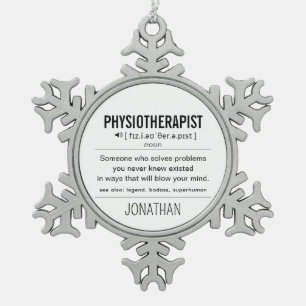 Personalised Physiotherapist Funny Snowflake Pewter Christmas Ornament