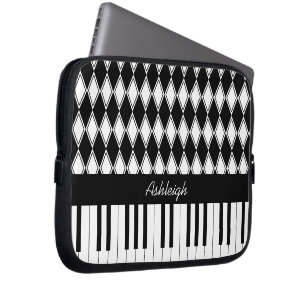 Personalised Piano Keys and Diamonds Laptop Sleeve