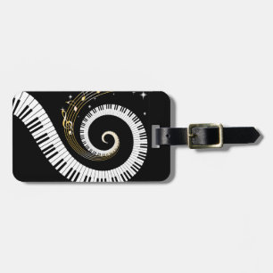 Personalised Piano Keys and Gold Music Notes Luggage Tag