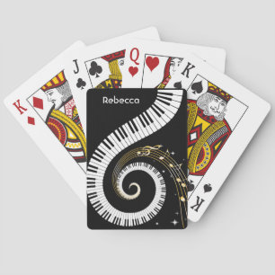 Personalised Piano Keys and Gold Music Notes Playing Cards