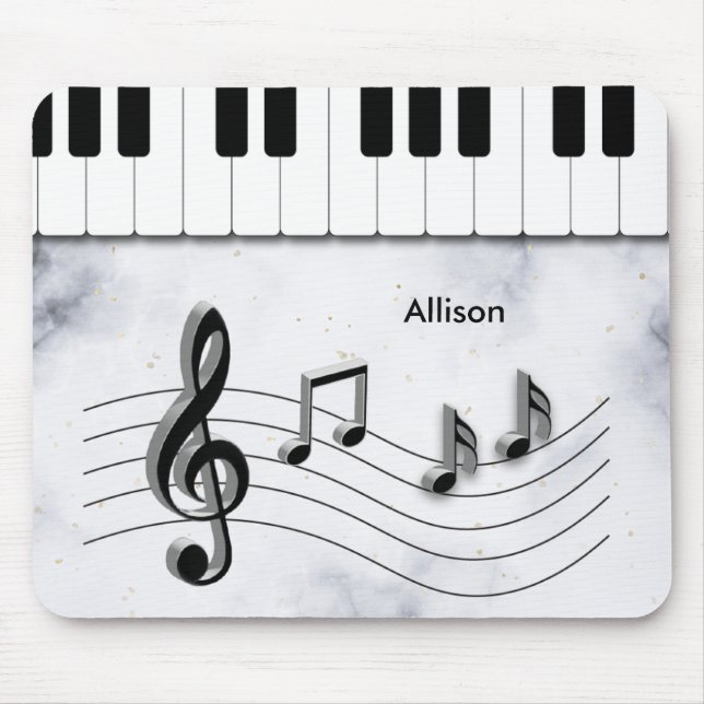 Personalised Piano Keys and Music Notes Mouse Mat (Front)