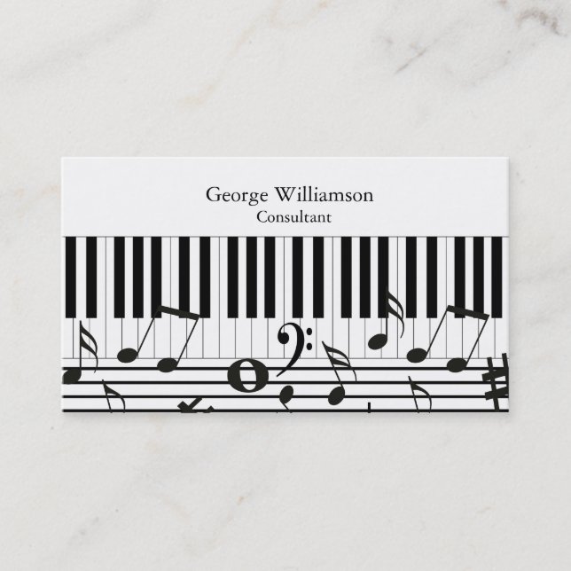 Personalised Piano Keys Instruments Business Card (Front)