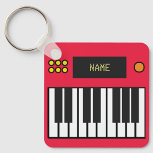 Personalised Piano Keys Keyboard Keychain Red