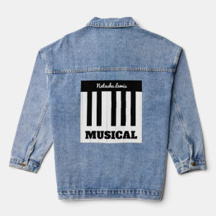 Personalised Piano Keys Music Musical Instrument Denim Jacket