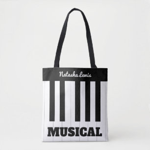 Personalised Piano Keys Music Musical Instrument Tote Bag