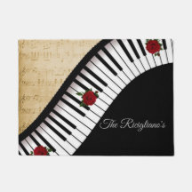 Personalised Piano Keys with Roses Door Mat