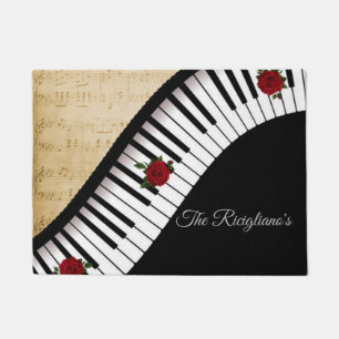 Personalised Piano Keys with Roses Door Mat