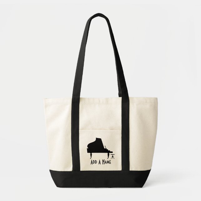 Personalised Piano Silhouette Canvas Music Tote (Front)