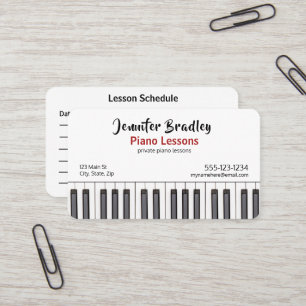 Personalised Piano Teacher Business Cards
