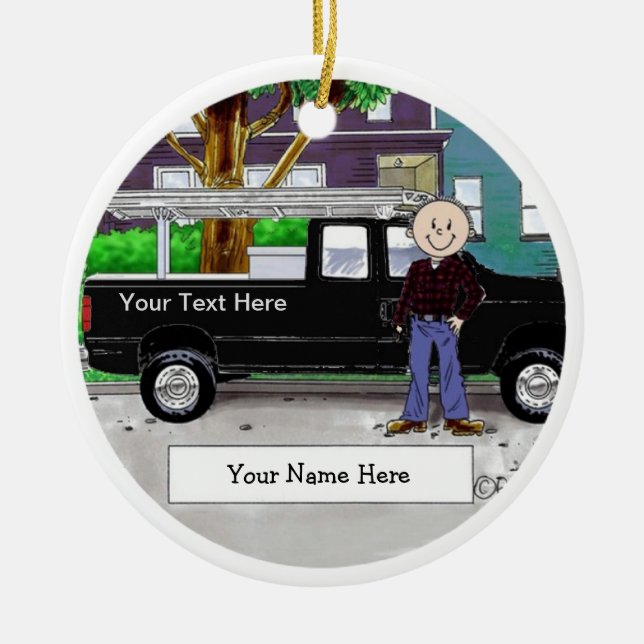 Personalised Pick Up Black Truck - Male Ceramic Tree Decoration (Front)