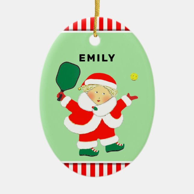 Personalised Pickleball Collectable Ceramic Tree Decoration (Front)