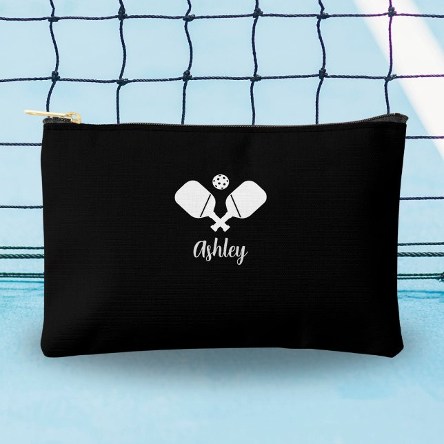Personalised Pickleball Gift Custom Text Black Accessory Pouch (Creator Uploaded)