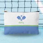 Personalised Pickleball Gift Preppy Blue Green  Accessory Pouch<br><div class="desc">This super cute accessory pouch features crossed Pickleball Paddles,  a ball and your custom text.  Perfect for make up,  toiletries,  jewellery and pickleball necessities. Easily change the colours to suit your style. Makes an awesome gift for your pickleball bestie,  coach,  mum and of course yourself!</div>