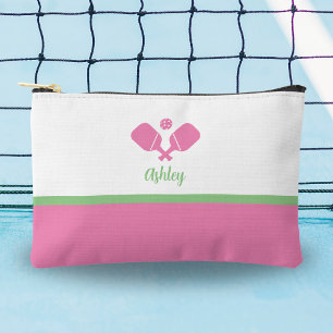 Personalised Pickleball Gift Preppy Pink Green Accessory Pouch