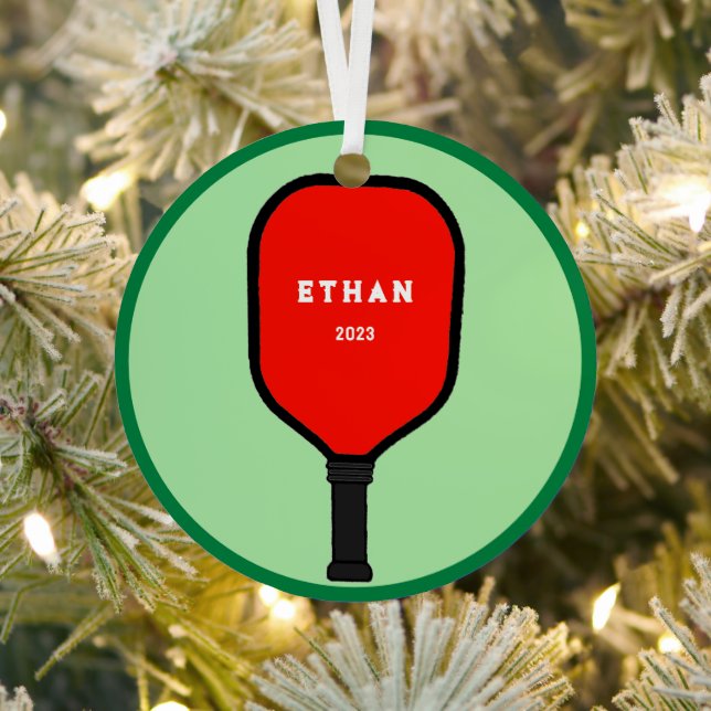 Personalised Pickleball Keepsake Metal Tree Decoration (Insitu)