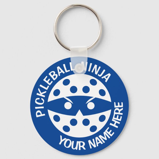 Personalised Pickleball Ninja 2  blue Key Ring (Front)