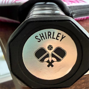 Personalised Pickleball Paddle Butt Name Cap Classic Round Sticker