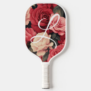 Personalised Pickleball Paddle Red Roses Themed