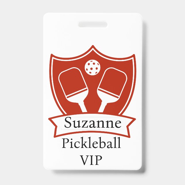 Personalised Pickleball Red VIP  ID Badge (Front)
