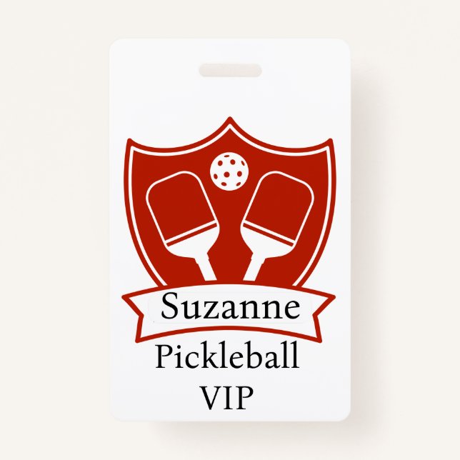 Personalised Pickleball Red VIP  ID Badge (Front)