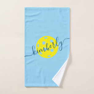 Personalised Pickleball Script Name Blue Hand Towel