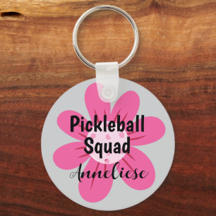 Personalised Pickleball Squad Flower Gift Key Ring