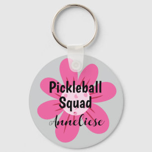 Personalised Pickleball Squad Flower Gift Key Ring
