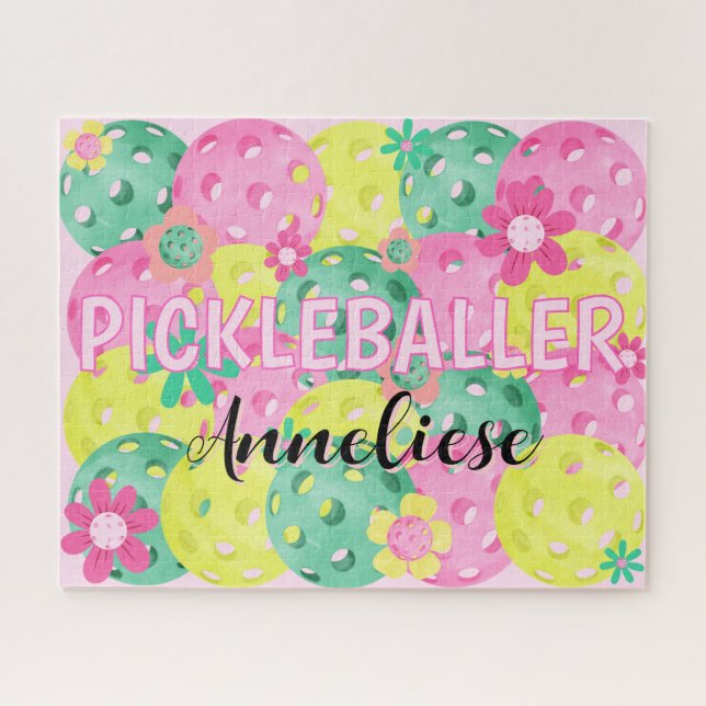 Personalised Pickleballer Water Colour  Jigsaw Puzzle (Horizontal)