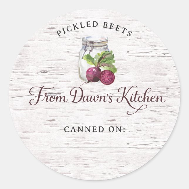 Personalised Pickled Beets Canning Stickers (Front)