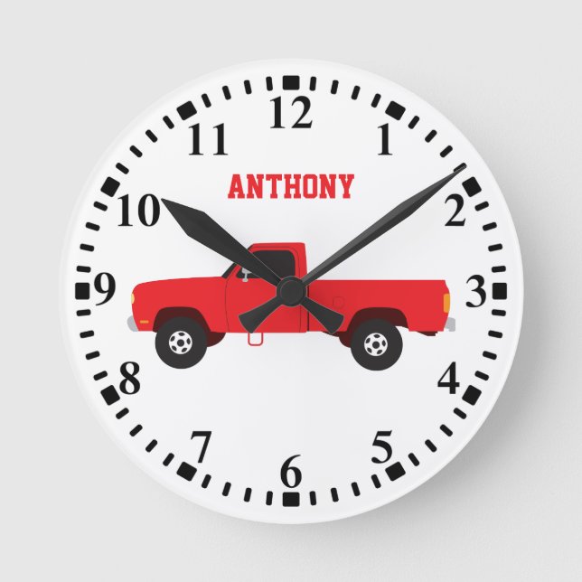 Personalised Pickup Truck Transportation Trucks Round Clock (Front)