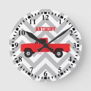 Personalised Pickup Truck Transportation Trucks Round Clock