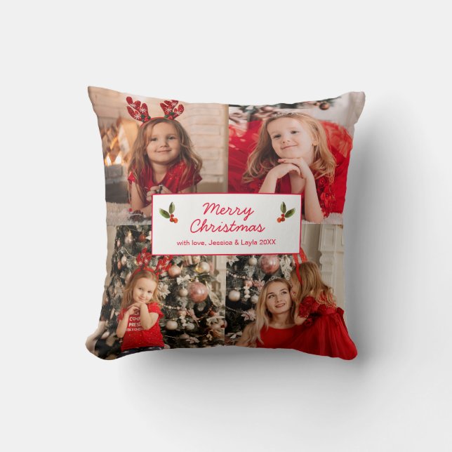 Personalised Picture Collage 8 Photo Christmas Cushion (Front)