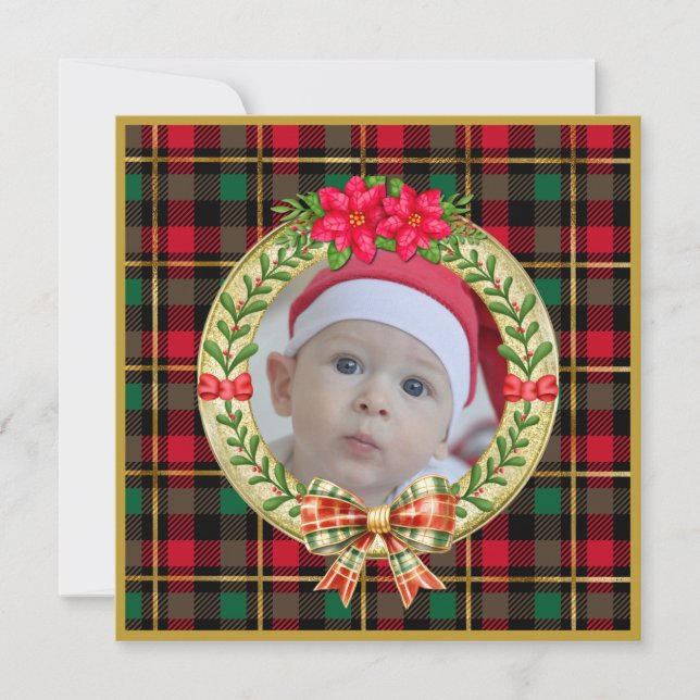 Personalised Picture Frame and Christmas Wreath  Card (Front)
