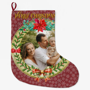 Personalised Picture Frame and Christmas Wreath L Large Christmas Stocking