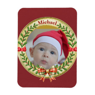 Personalised Picture Frame and Christmas Wreath  Magnet