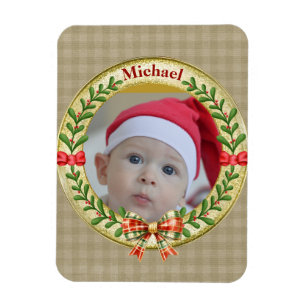 Personalised Picture Frame and Christmas Wreath  Magnet