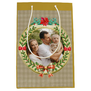 Personalised Picture Frame and Christmas Wreath Medium Gift Bag