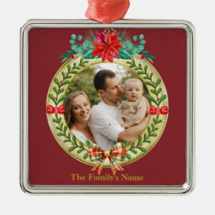 Personalised Picture Frame and Christmas Wreath  Metal Tree Decoration