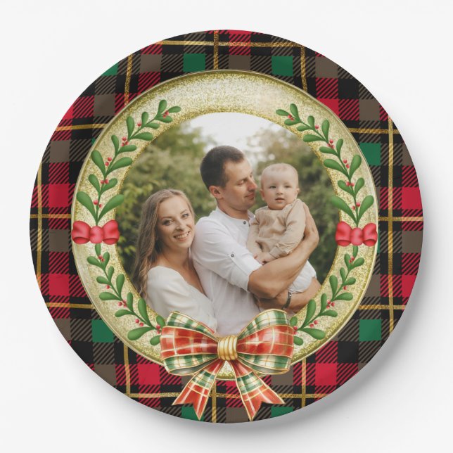 Personalised Picture Frame and Christmas Wreath  Paper Plate (Front)