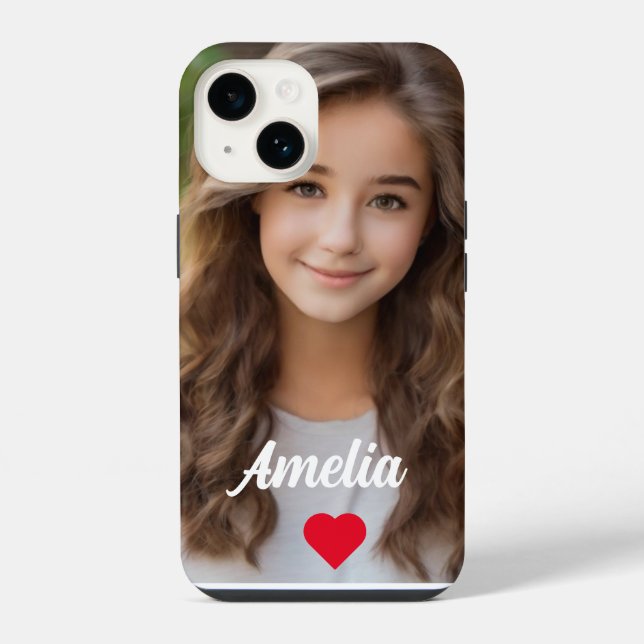 Personalised picture modern script Name love  iPhone Case (Back)